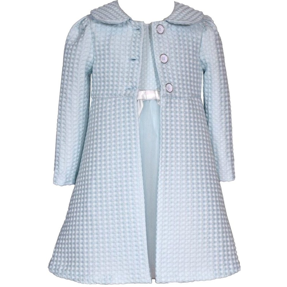 Bonnie Jean Girls 12M-6X Blue Spring Easter Dress Coat Set